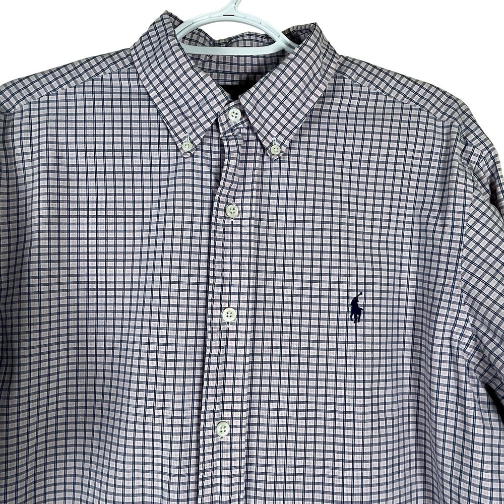 Ralph Lauren Classic Fit Plaid Button‎ Down Shirt Pink Blue 15.5 34/35 Preppy